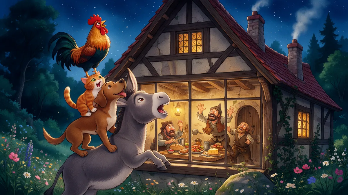 Illustration for “The Bremen Town Musicians”, page 3