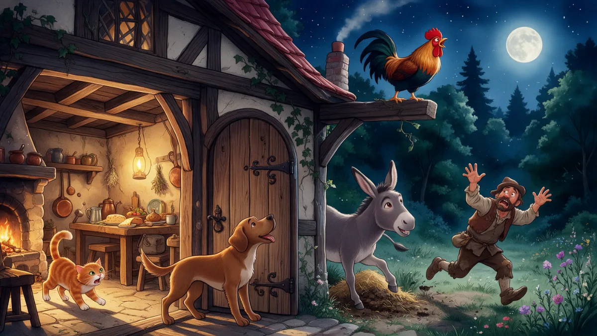 Illustration for “The Bremen Town Musicians”, page 4