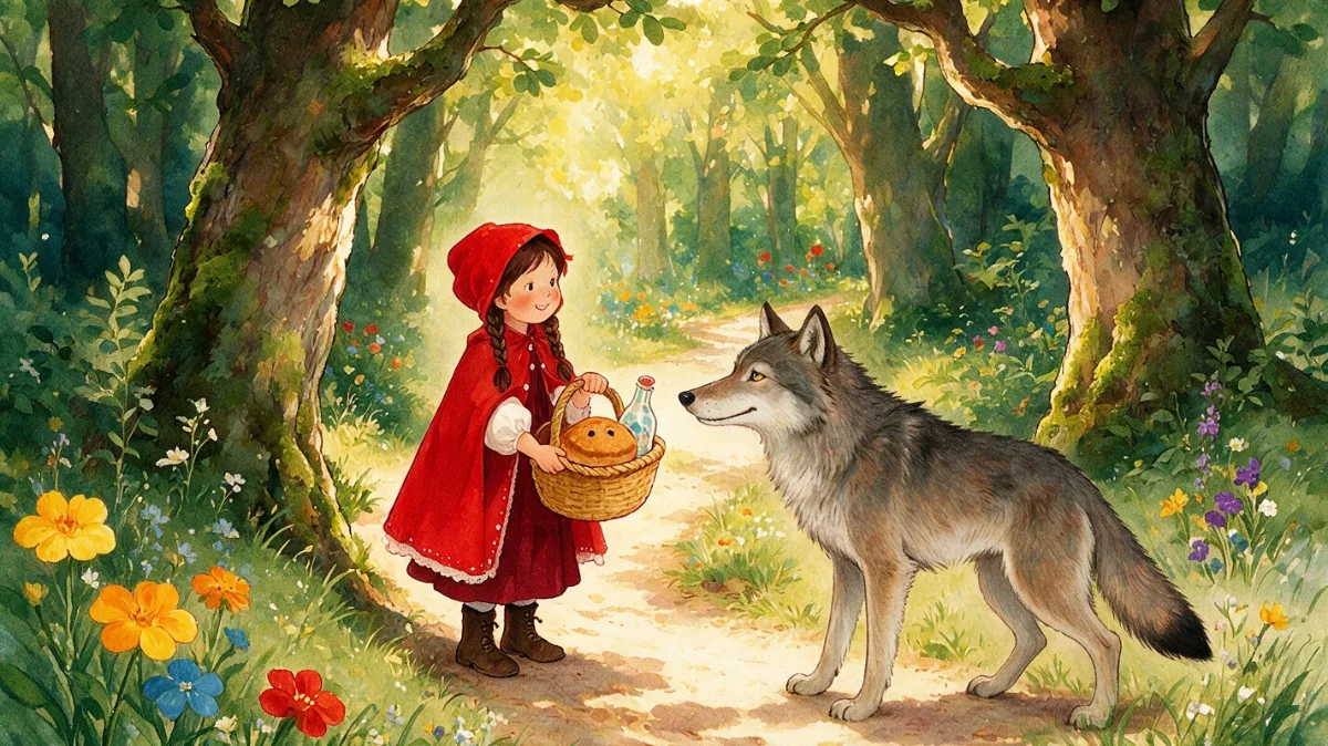 Illustration zu „Rotkäppchen“, Seite 1