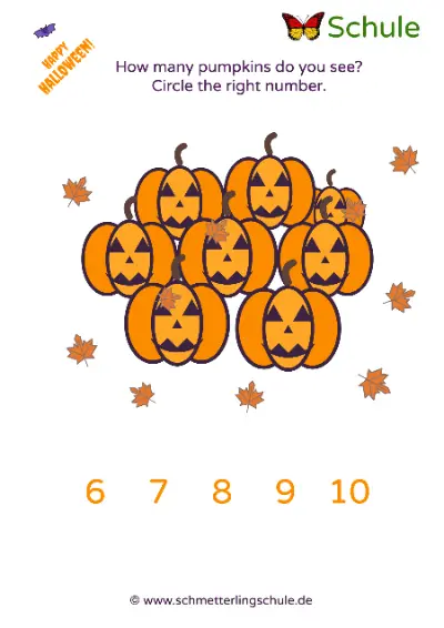 Worksheet “Count the Pumpkins and Circle the Number – Halloween” – Math, Preschool
