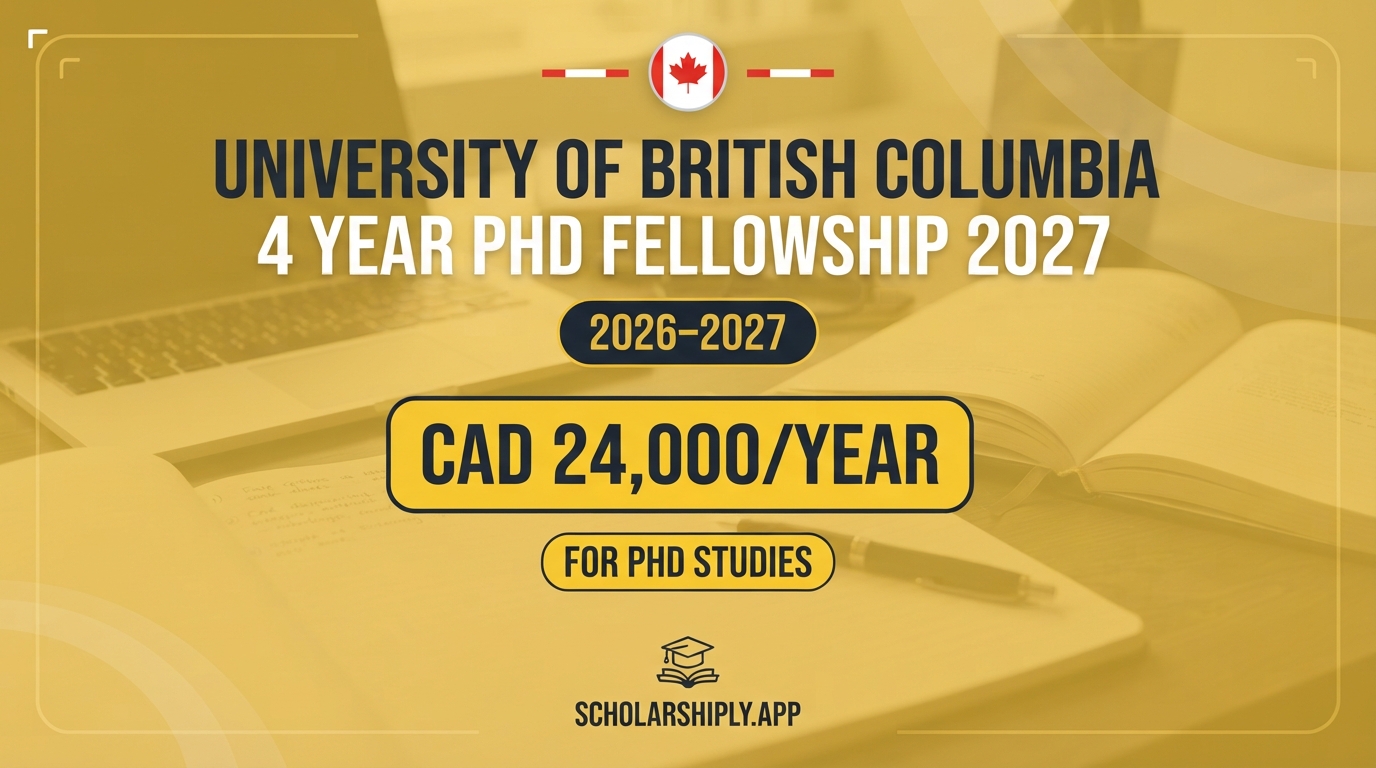 University of British Columbia 4 Year PhD fellowship 2027
