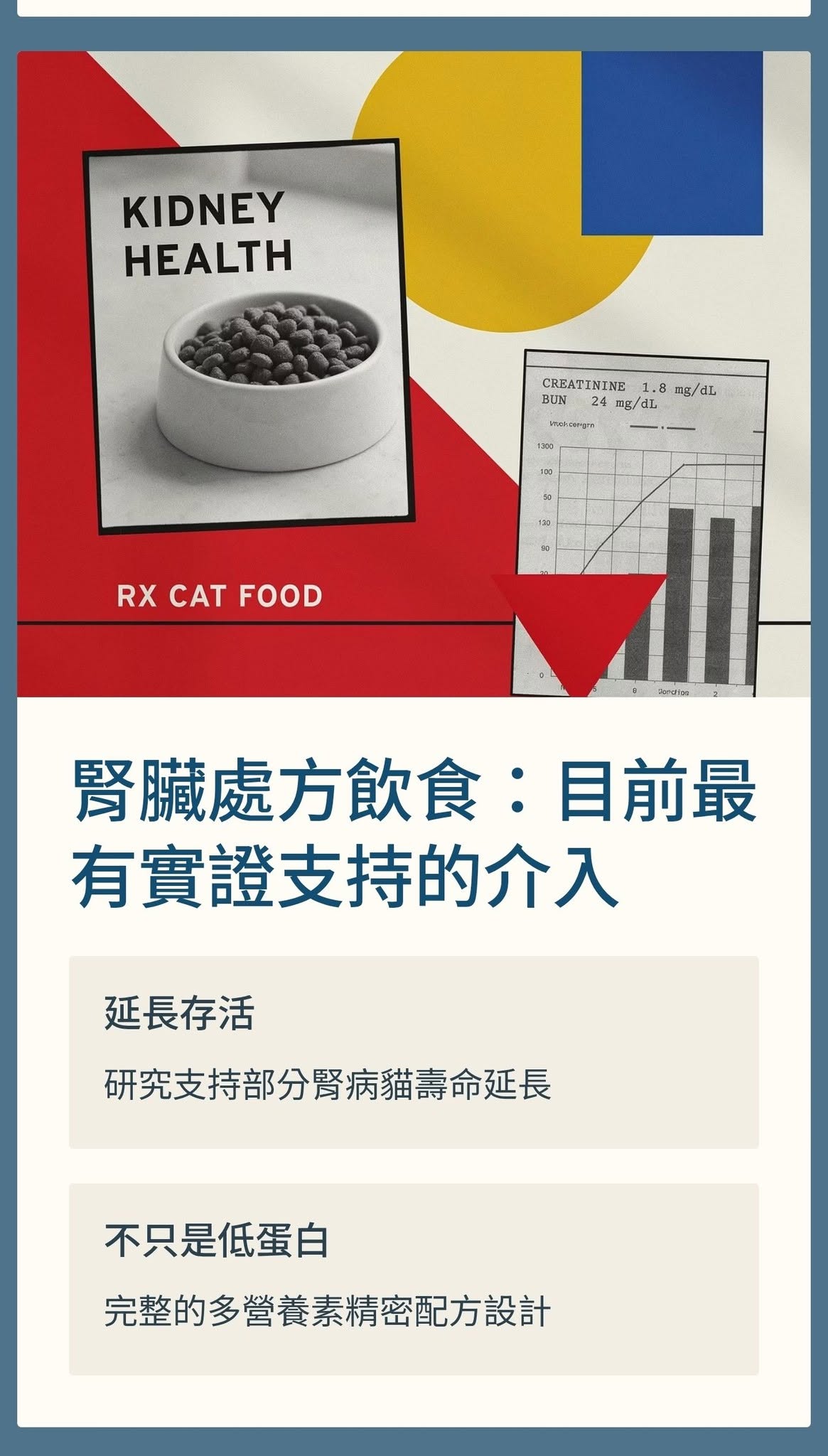 腎臟處方飲食會綜合調整磷、熱量、蛋白質與其他營養素