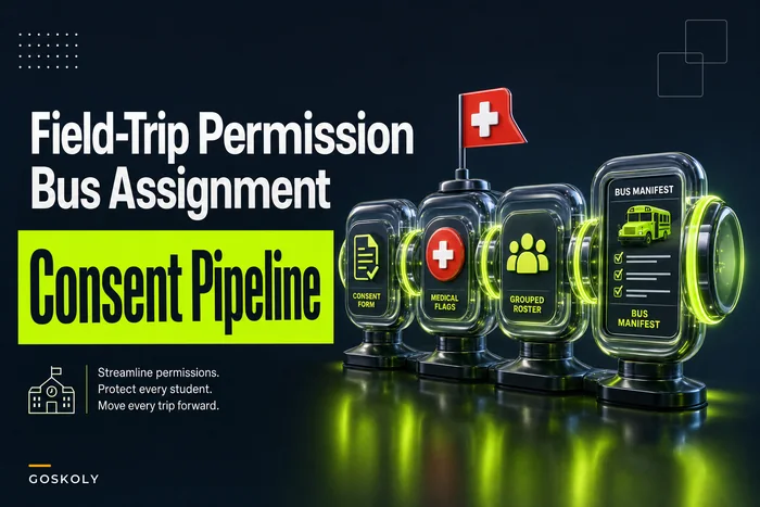 Field‑Trip Permission to Bus Assignment: Medical‑Consent Pipeline with On‑Day Reconciliation and Audit Trails