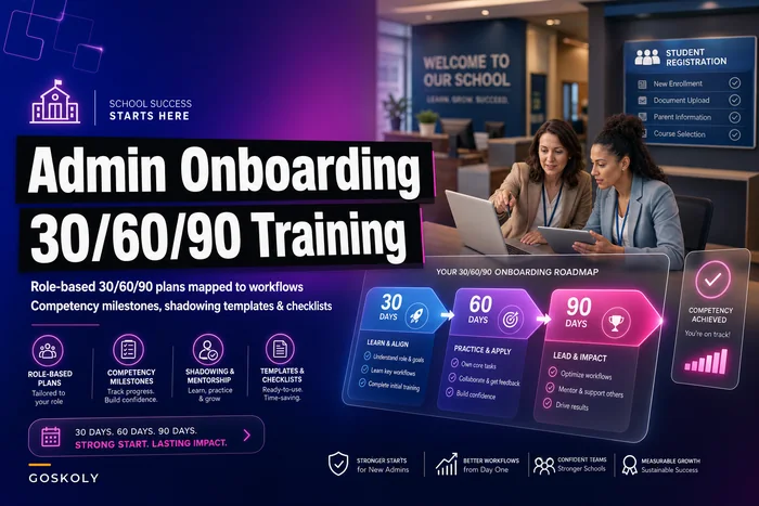 School Admin Onboarding Plan: Role‑Based 30/60/90 Training with Competency Milestones