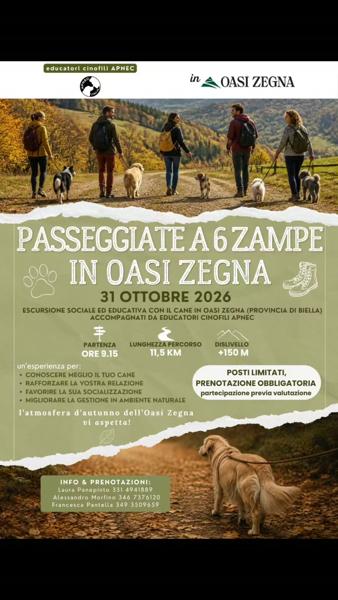 Passeggiata a 6 zampe in Oasi Zegna