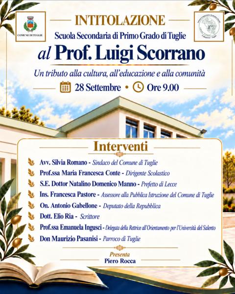 Intitolazione Scuola Secondaria al Prof. Luigi Scorrano