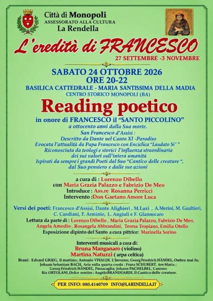 Reading poetico in onore di Francesco il Santo Piccolino