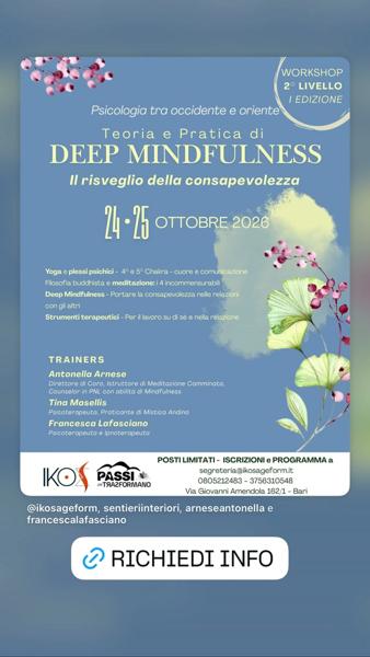 Workshop Deep Mindfulness - Il risveglio della consapevolezza