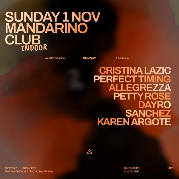 Sunday 1 Nov Mandarino Club Indoor