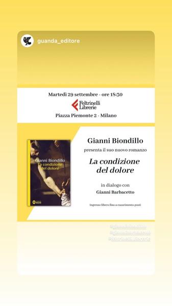 Gianni Biondillo presenta La condizione del dolore