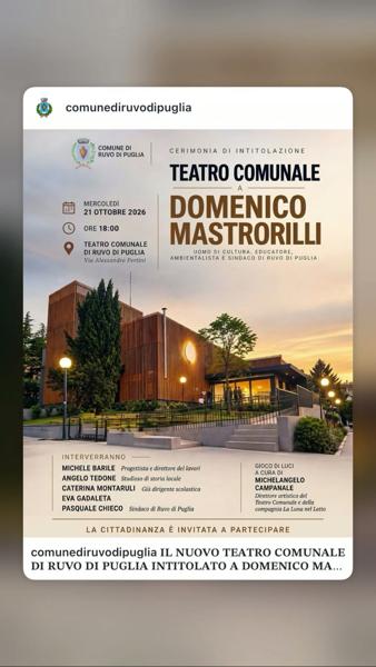 Intitolazione del Teatro Comunale a Domenico Mastrorilli