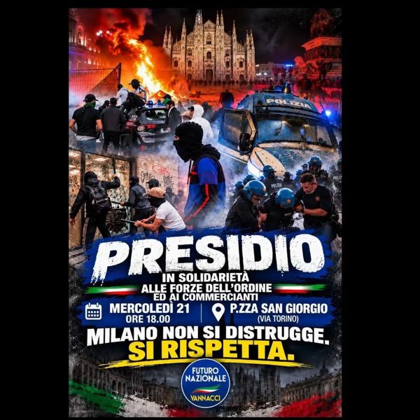 Presidio in solidarietà alle forze dell'ordine ed ai commercianti