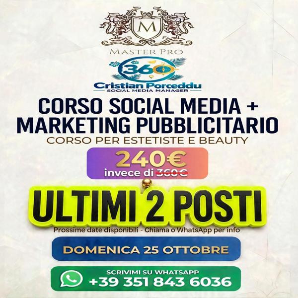 Corso Social Media + Marketing Pubblicitario per Estetiste e Beauty