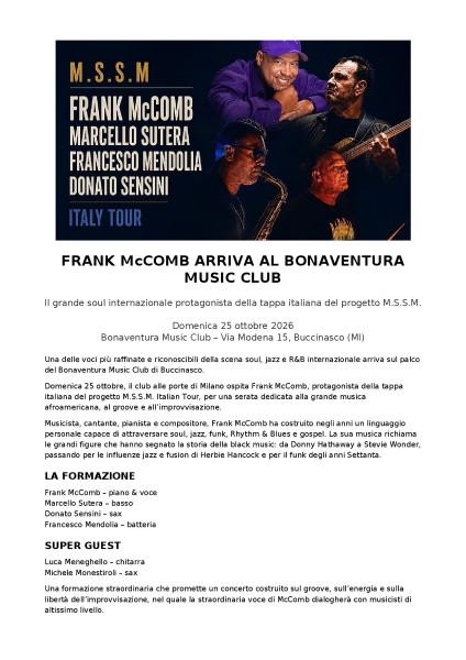 Frank McComb – M.S.S.M. Italian Tour