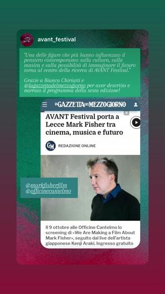 AVANT Festival: Screening Mark Fisher & Kenji Araki Live
