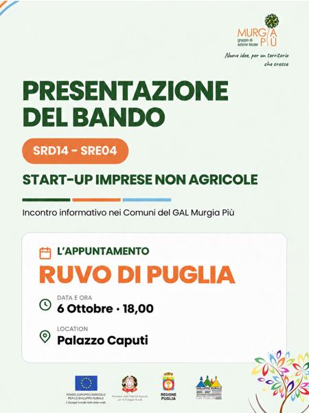 Presentazione del bando SRD14 – SRE04 Start-up imprese non agricole