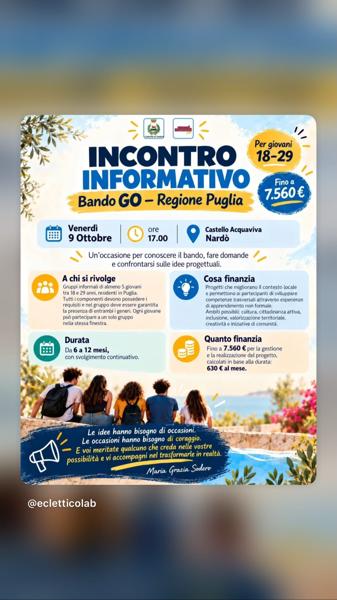Incontro informativo Bando GO - Regione Puglia