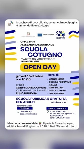 Open Day CPIA 1 Bari "Alessandro Leogrande"