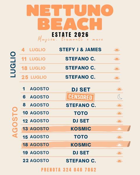 Nettuno Beach Estate 2026: DJ Set