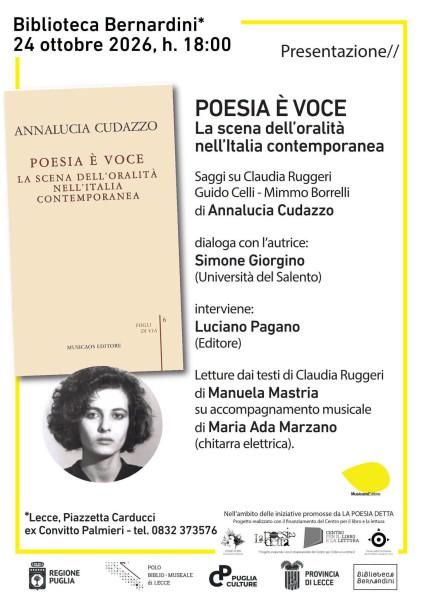 Poesia è voce. La scena dell'oralità nell'Italia contemporanea – Annalucia Cudazzo