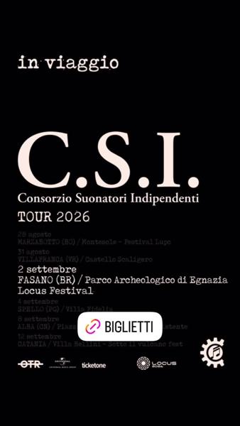 C.S.I. Consorzio Suonatori Indipendenti Tour 2026