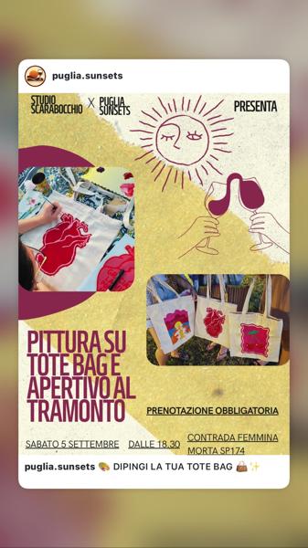 Pittura su tote bag e aperitivo al tramonto