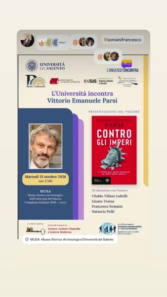 L'Università incontra Vittorio Emanuele Parsi - Presentazione del volume "Contro gli Imperi"