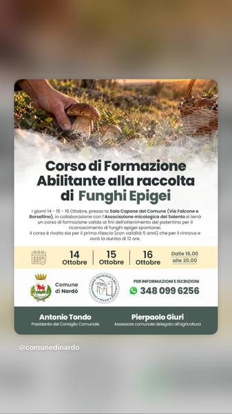 Corso di Formazione Raccolta Funghi Epigei