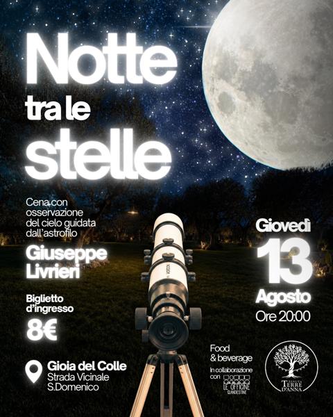 Cena con osservazione del cielo guidata