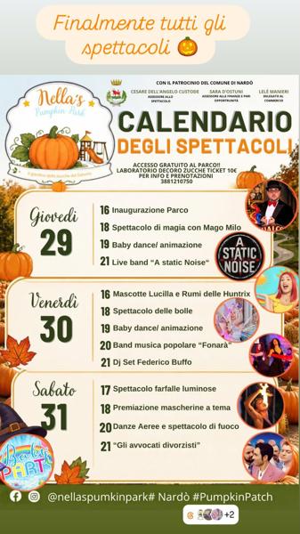 Nella's Pumpkin Park - Calendario degli Spettacoli