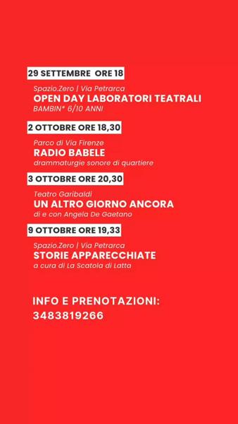 Open Day Laboratori Teatrali Bambin* 6/10 Anni