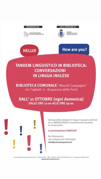 Tandem Linguistico in Biblioteca: Conversazioni in Lingua Inglese
