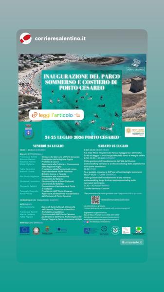 Inaugurazione del Parco Sommerso e Costiero di Porto Cesareo