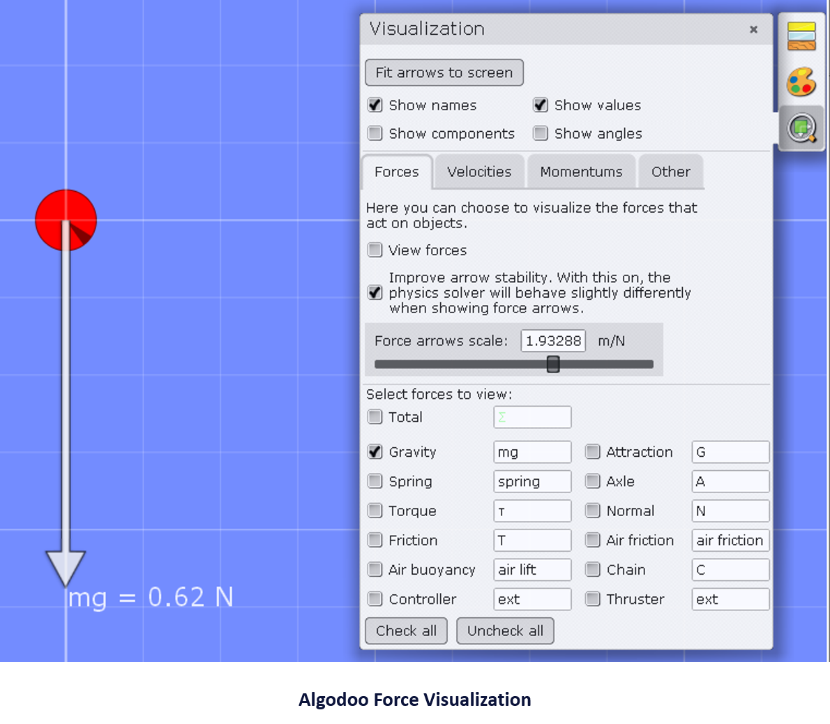 Algodoo Force Visualization
