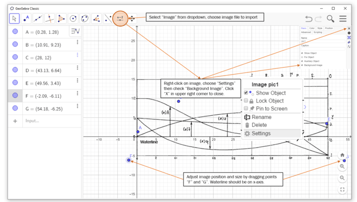 Placing background image in Geogebra