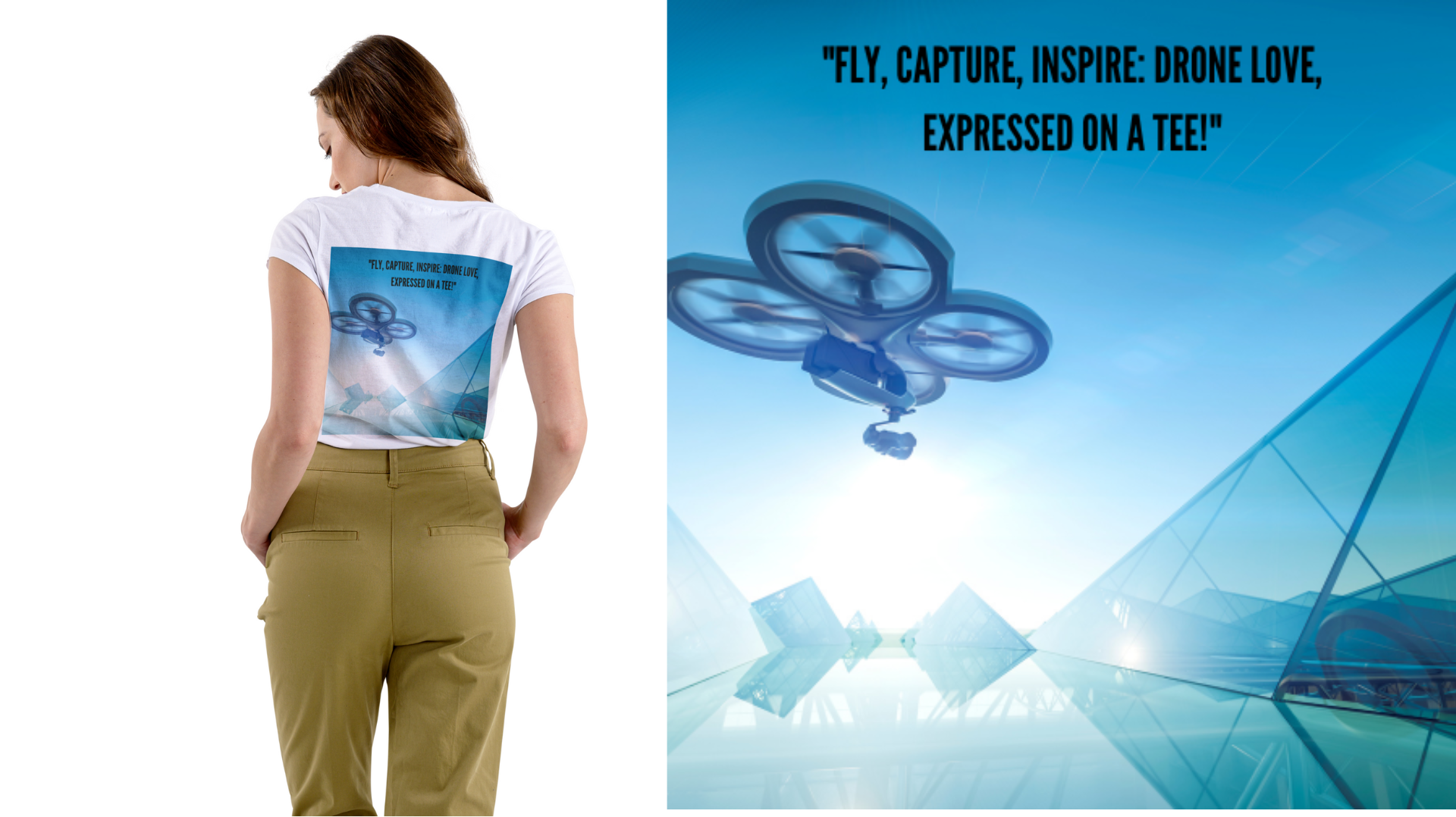 Printed T-shirt  "Fly, Capture, Inspire: Drone Love, Expressed on a Tee!" 