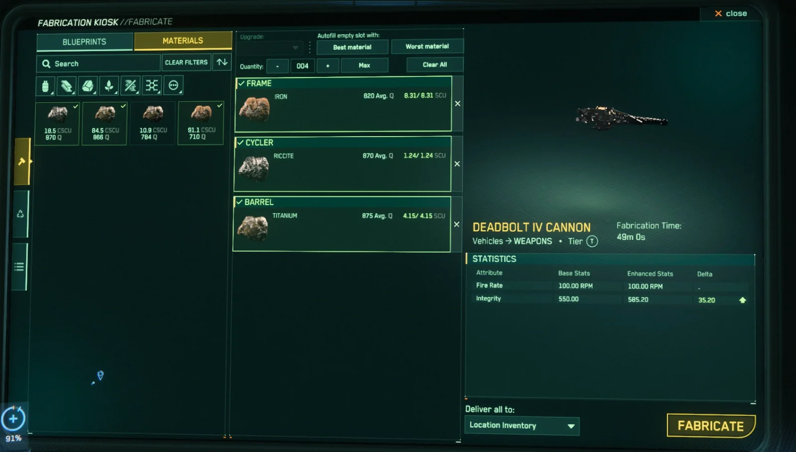 Deadbolt IV Cannon - 8,000,000 aUEC