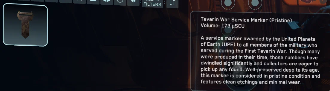 Tevarine War Service Marker (Pristine) - 1,000,000 aUEC