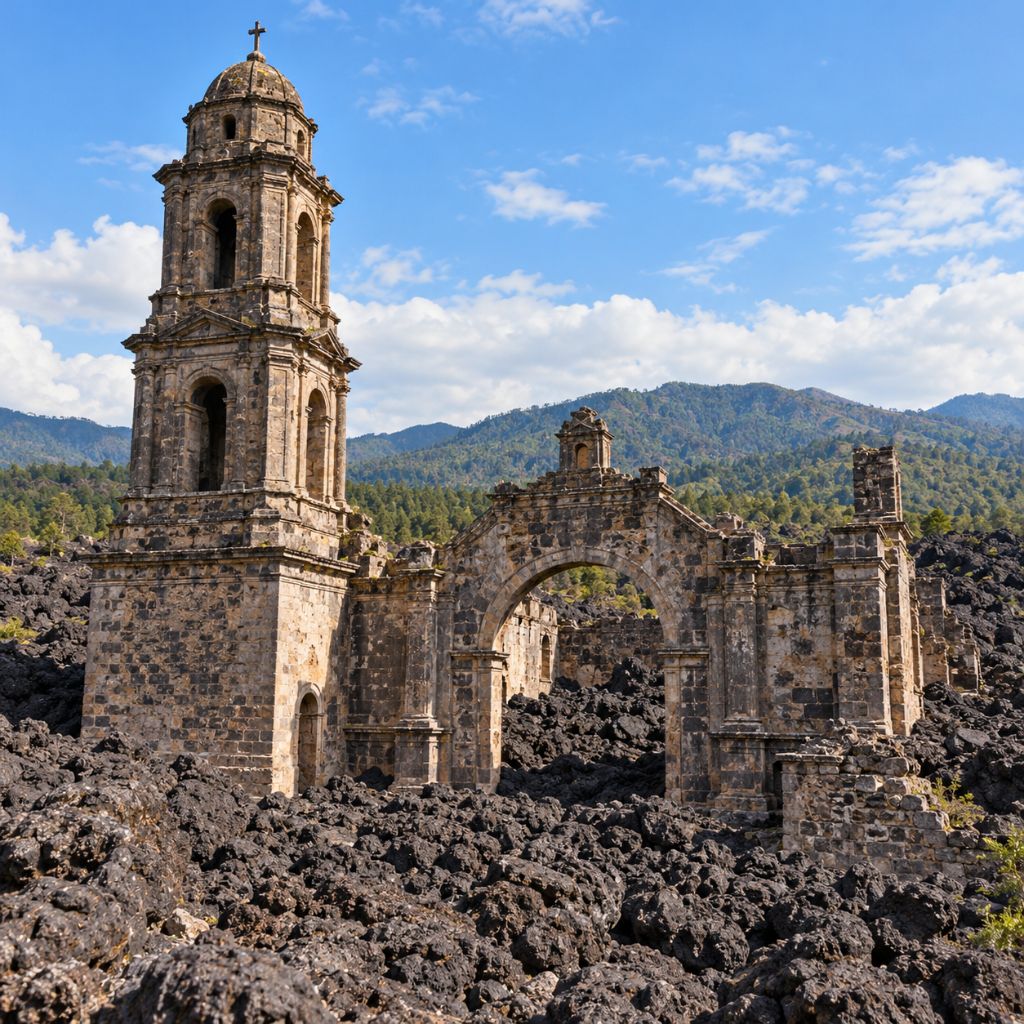 Ruins of San Juan Parangaricutiro Church