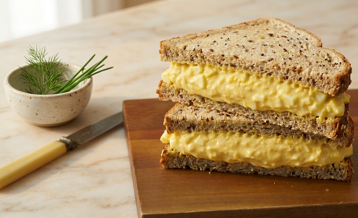 Creamy boiled egg sandwich 