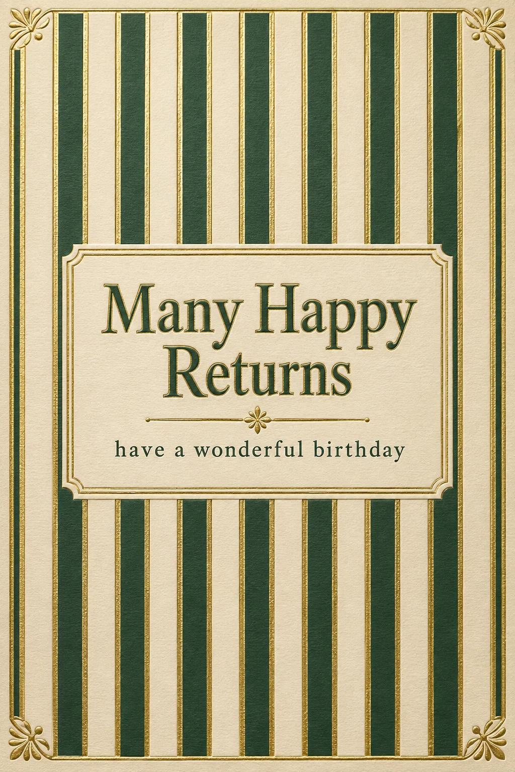 Oxford Stripe - 'Many Happy Returns' — Birthday card