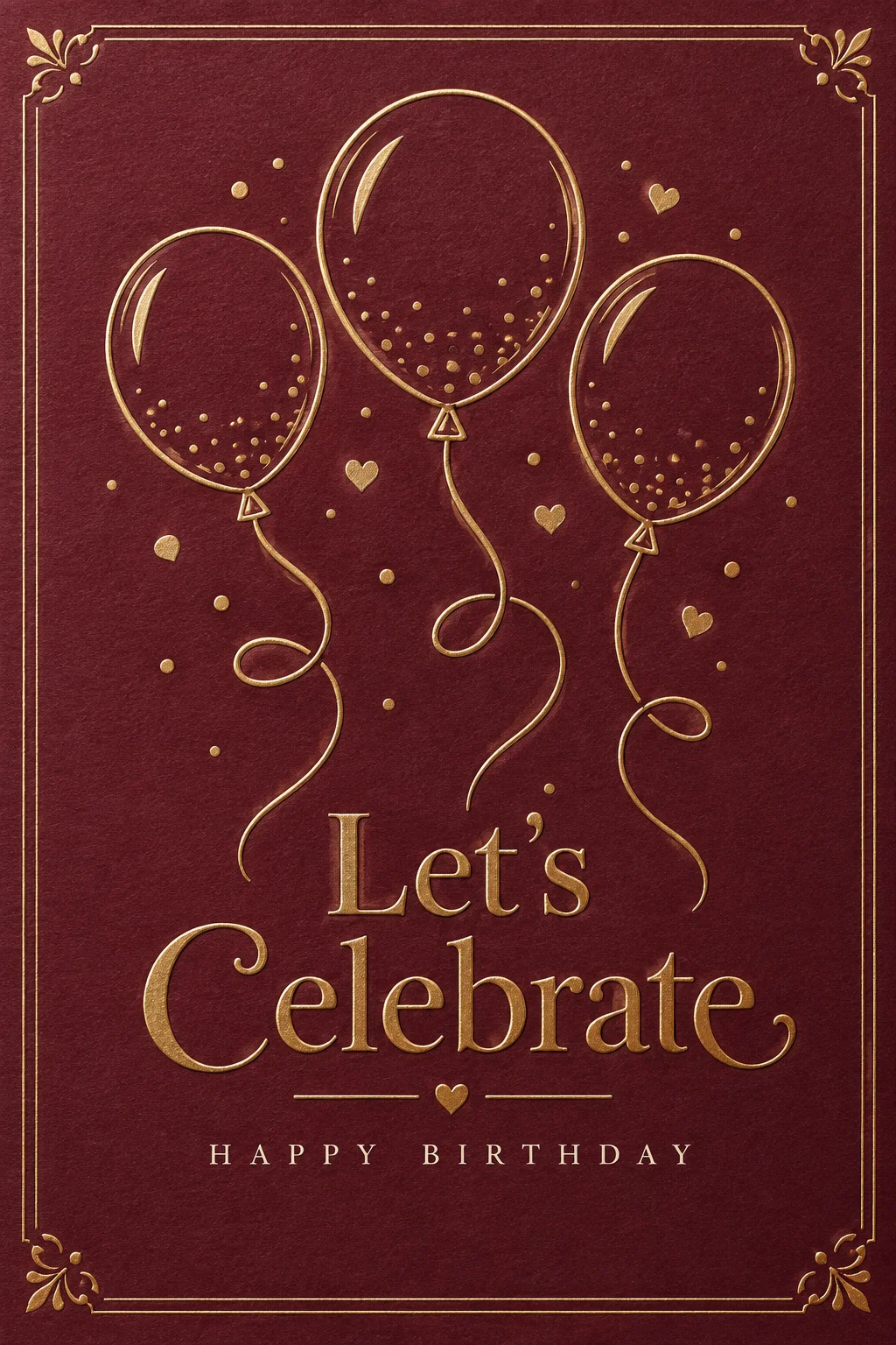 Balloons in Gold - 'Let's Celebrate' — Birthday card