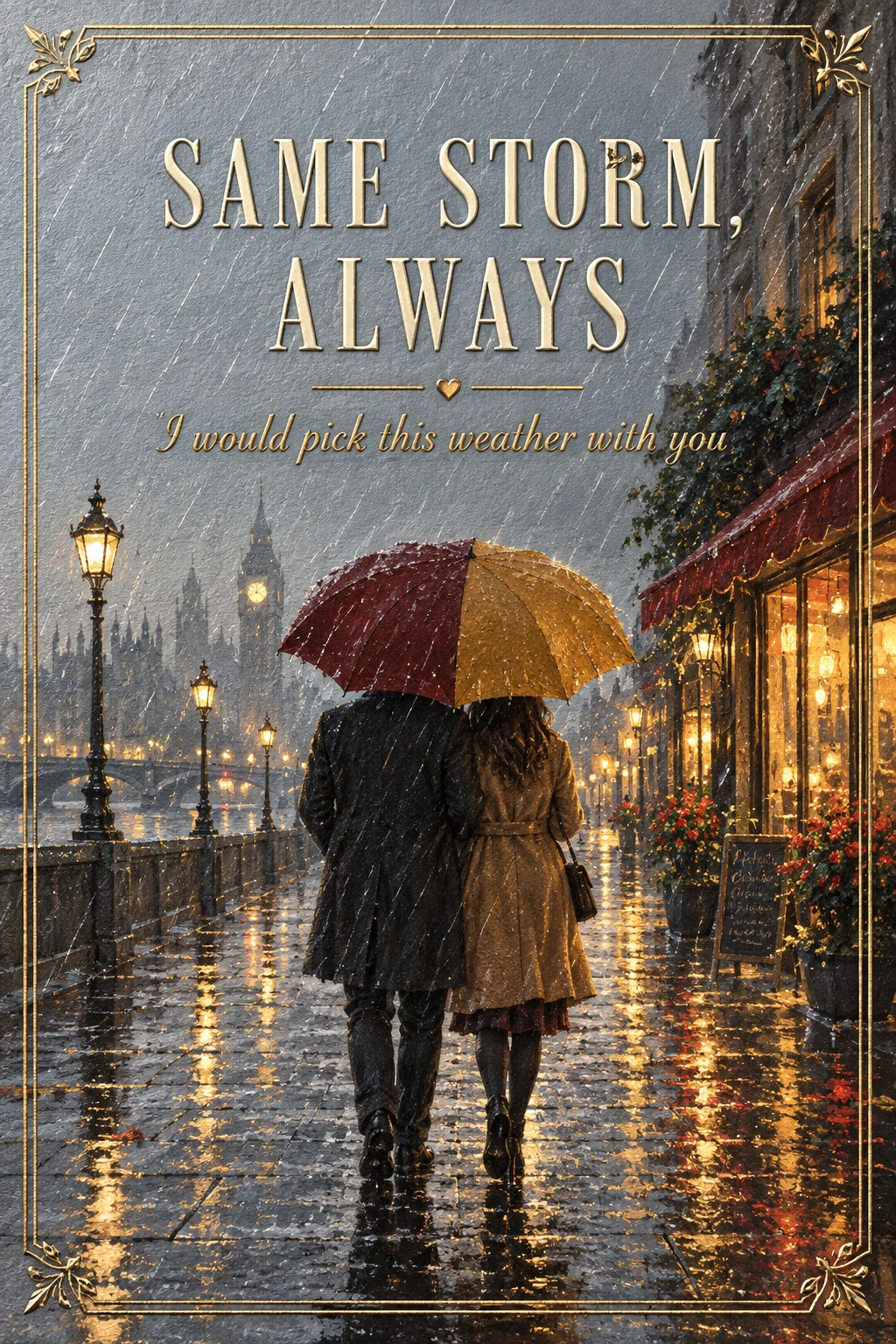 Two Umbrellas, One Rain — Good Times card