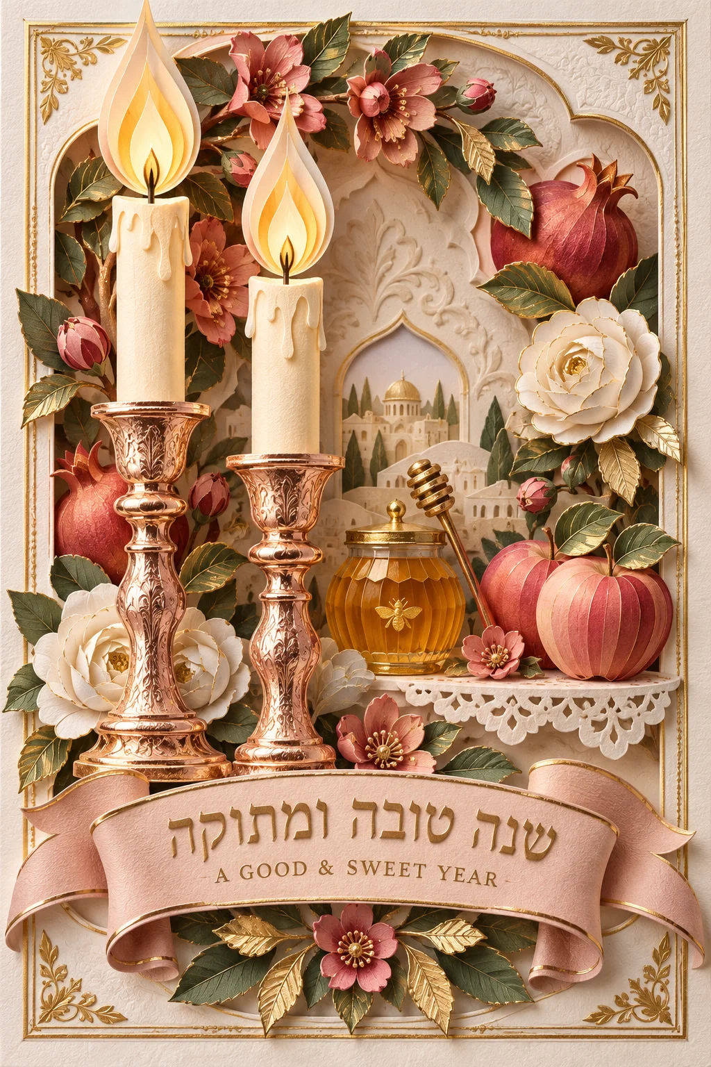 Candles of the Sweet New Year (3D) — Jewish Holidays card