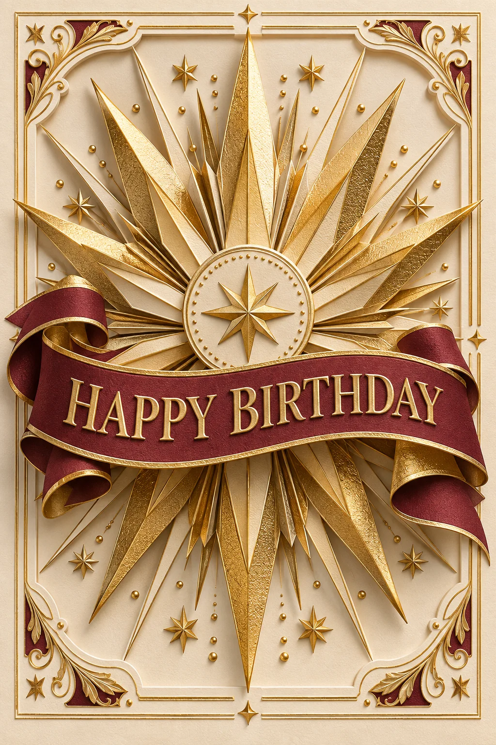 Sunburst Banner - 'Happy Birthday' — 3D Collection card