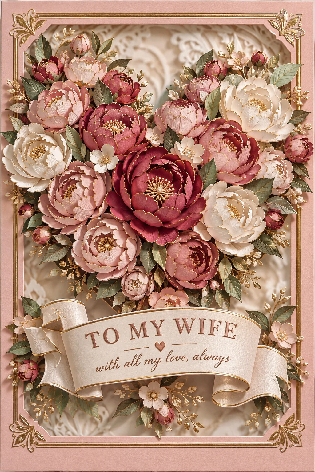 To My Wife - The Peony Heart — 3D Collection card