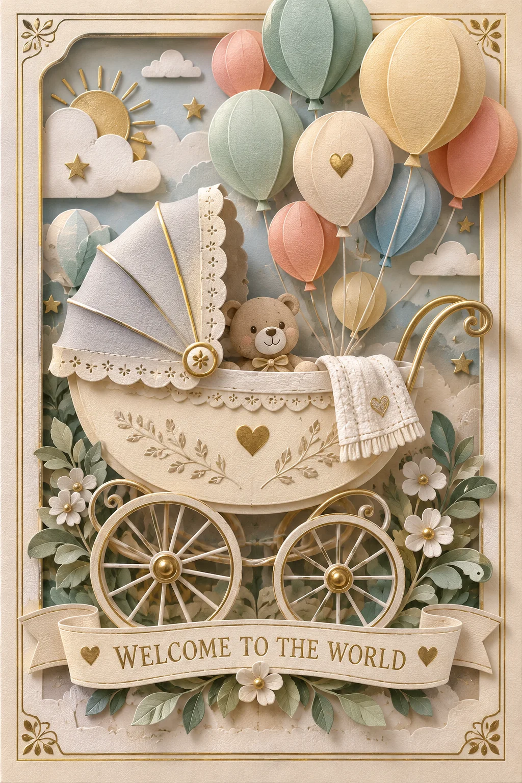 Welcome to the World - The Paper Pram — 3D Collection card