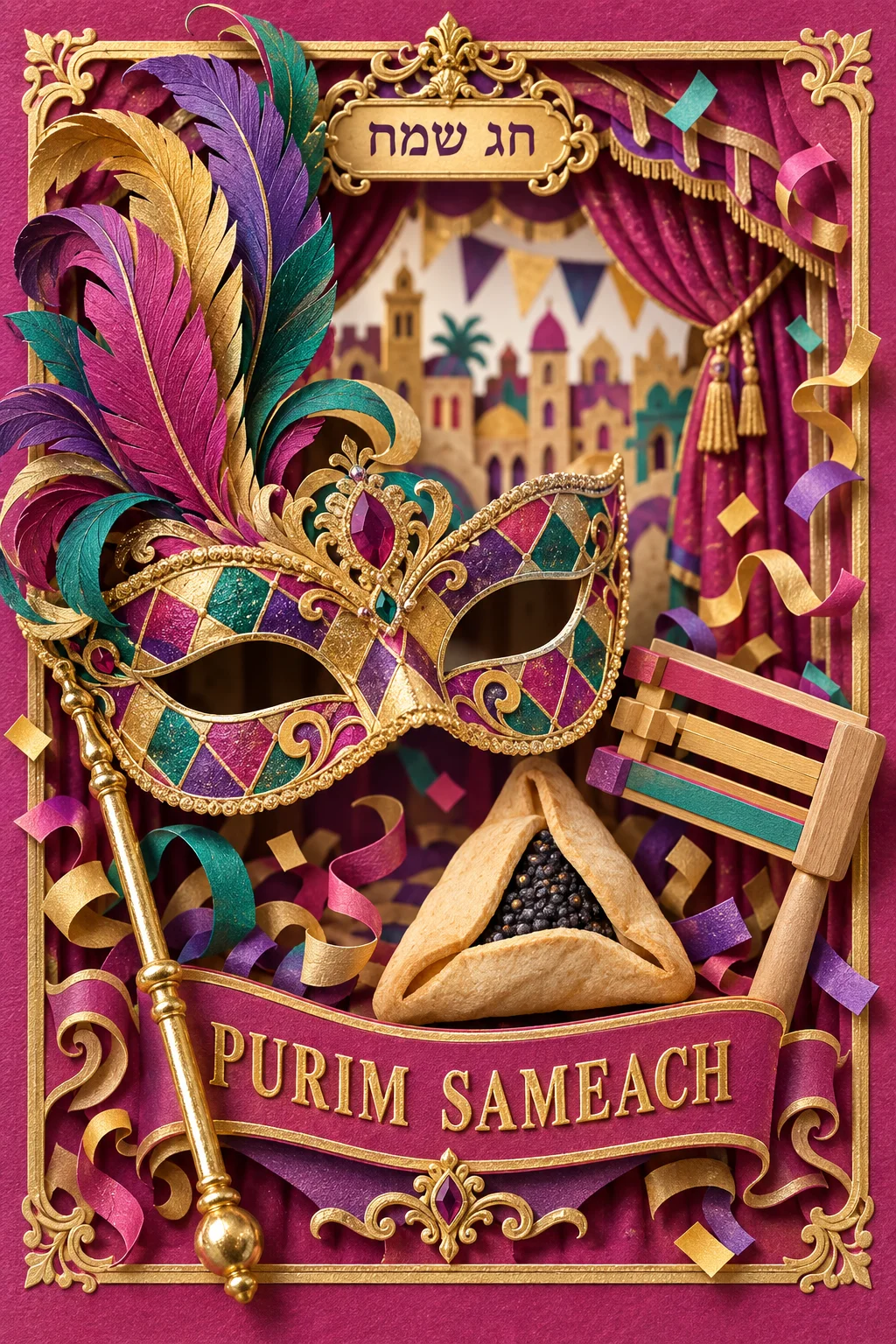 The Purim Masquerade — 3D Collection card