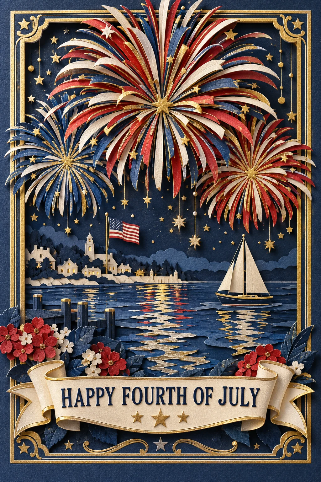 Fireworks Over the Harbour - The Fourth — 3D Collection card