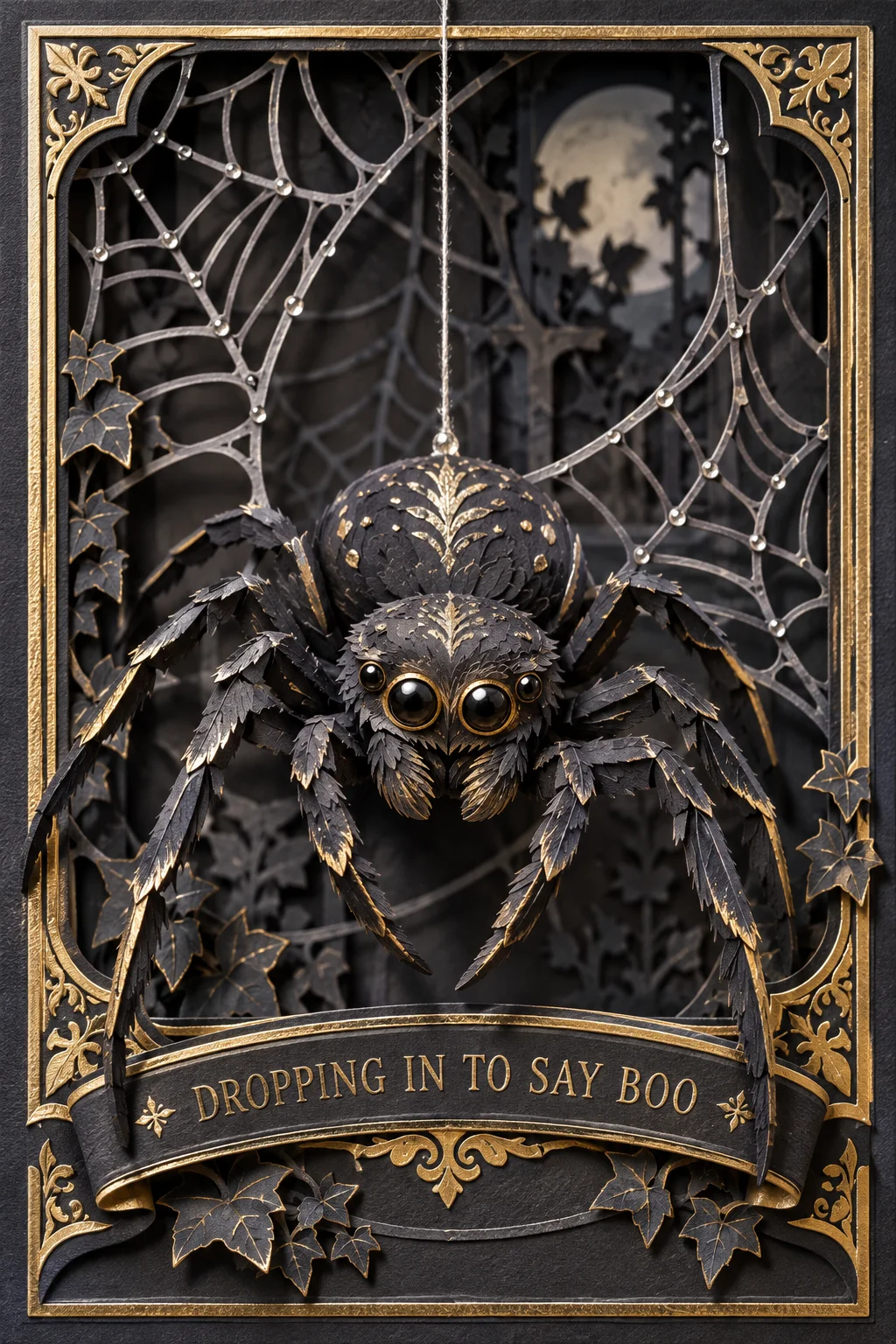 The Spider Drops In — Holidays card